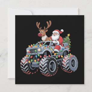 Kerstmis Monster Truck Kerstman Rendier Vakantie Feestdagenkaart