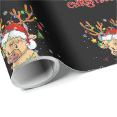 Kerstmis Mooey Merry Xmas Highland Koe, overeenkom Cadeaupapier (Rol Hoek)