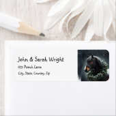 Kerstmis Mooi Zwart Paard & Krans Etiket (Insitu)