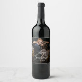 Kerstmis Mooie Schrift Custom Foto  Wijn Etiket (Voorkant)