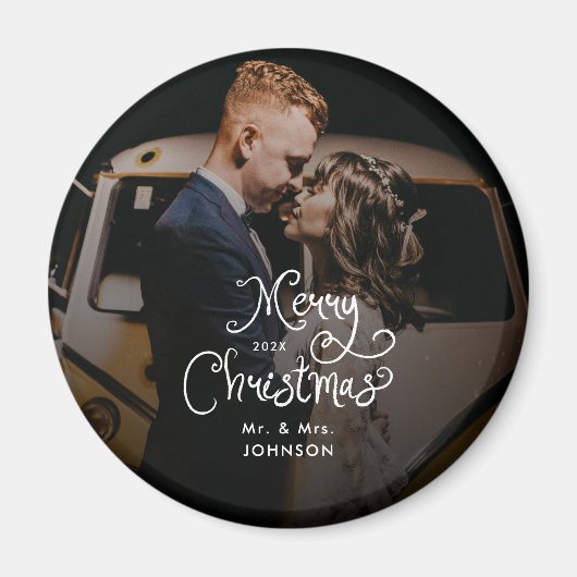 Kerstmis Mooie Scriptie  Aangepaste foto  Magneet (Voorkant)