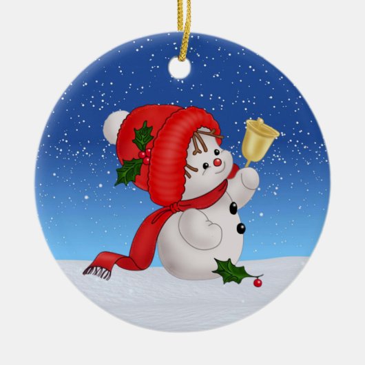 Kerstmis Mooie Sneeuwman Keramische Versiering Keramisch Ornament (Voorkant)