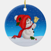 Kerstmis Mooie Sneeuwman Keramische Versiering Keramisch Ornament (Achterkant)