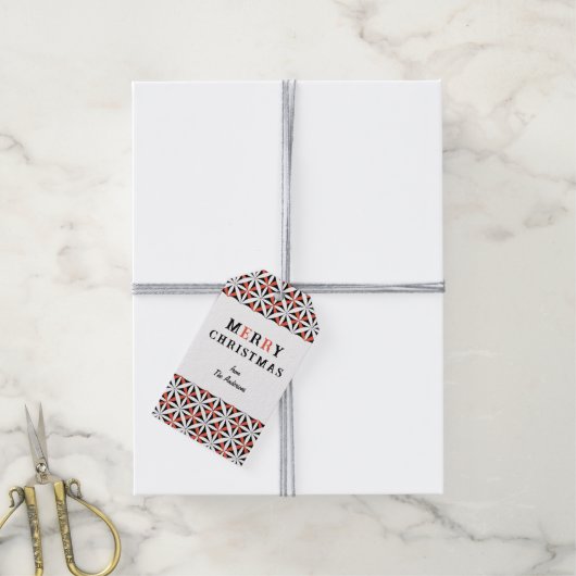 Kerstmis mooie sneeuwvlok sterpatroon CC1281 Cadeaulabel (Met Touw)