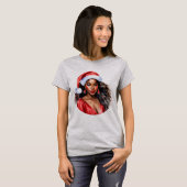 Kerstmis Mooie Zwarte Vrouw Kerstman Hoed T-shirt (Voorkant volledig)