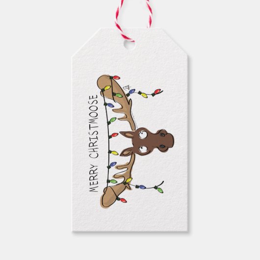 Kerstmis Moose Cute Funny Christmoose Cadeaulabel (Voorkant)