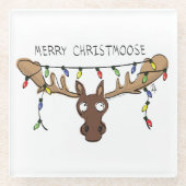 Kerstmis Moose Cute Funny Christmoose Glazen Onderzetter (Voorkant)