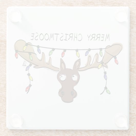 Kerstmis Moose Cute Funny Christmoose Glazen Onderzetter (Achterkant)