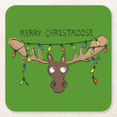 Kerstmis Moose Cute Funny Christmoose Kartonnen Onderzetters (Voorkant)