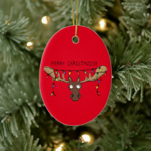 Kerstmis Moose Cute Funny Christmoose Keramisch Ornament
