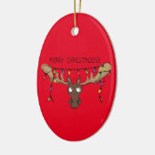 Kerstmis Moose Cute Funny Christmoose Keramisch Ornament (Links)