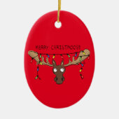 Kerstmis Moose Cute Funny Christmoose Keramisch Ornament (Voorkant)