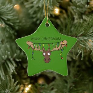 Kerstmis Moose Cute Funny Christmoose Keramisch Ornament