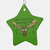 Kerstmis Moose Cute Funny Christmoose Keramisch Ornament (Links)