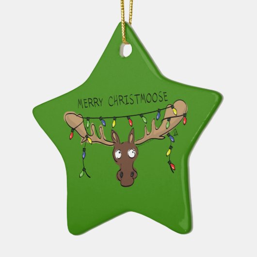 Kerstmis Moose Cute Funny Christmoose Keramisch Ornament (Links)