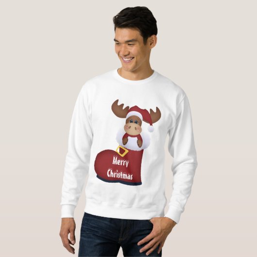 Kerstmis Moose Holiday cartoon Trui (Voorkant volledig)