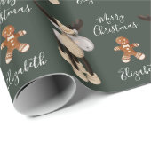 Kerstmis Moose Merry Kerstmis op maat Cadeaupapier (Rol Hoek)