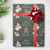 Kerstmis Moose Merry Kerstmis op maat Cadeaupapier