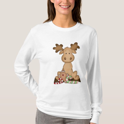 Kerstmis Moose Nano Long Sleeve T-shirt (Voorkant)