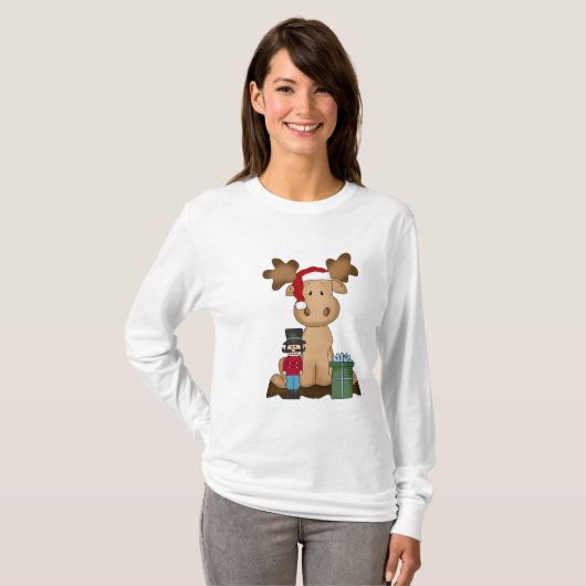 Kerstmis Moose Nano Long Sleeve T-shirt (Voorkant volledig)