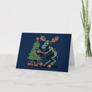 Kerstmis Moose Zombie Kaart