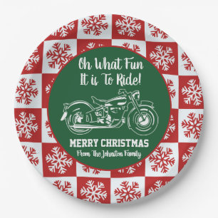 Kerstmis, motorfiets Snowflake Holiday Familie Papieren Bordje