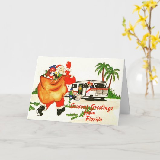 Kerstmis Motorhome van Sinterklaas Kaart (Gele Bloem)