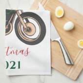 Kerstmis Motorrijder Familie Santa Theedoek (Quarter Fold)