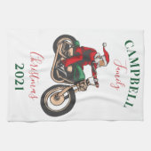 Kerstmis Motorrijder Familie Santa Theedoek (Horizontaal)