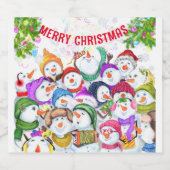 Kerstmis Mousserende Wijn Label Snowman Party Grap Sparkling Wijnetiket (Enkel label)