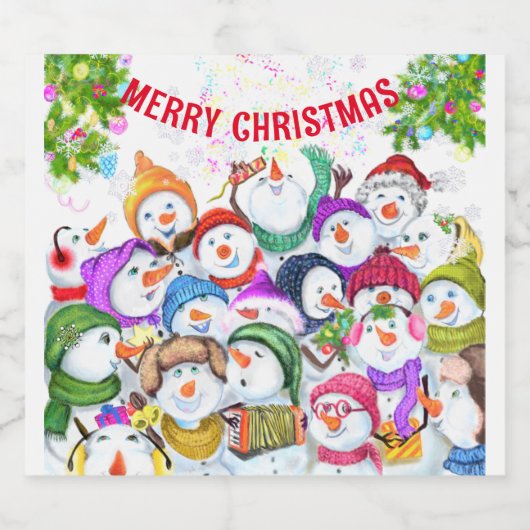 Kerstmis Mousserende Wijn Label Snowman Party Grap Sparkling Wijnetiket (Enkel label)