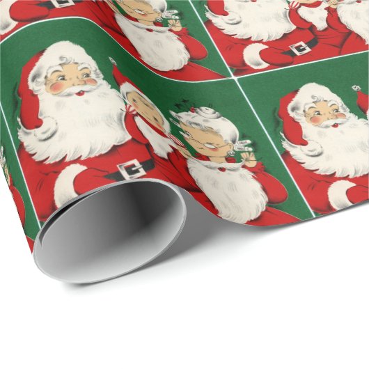Kerstmis Mr. en mevrouw Santa Claus  Red Green Cadeaupapier (Rol Hoek)