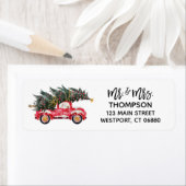 Kerstmis Mr. Red Truck Return Address Etiket (Insitu)