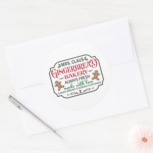 Kerstmis, Mrs Claus Ronde Sticker (Envelop)