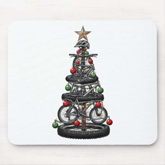 Kerstmis Mtb Mountainbiken Boom Kerst Grappige Man Muismat (Voorkant)
