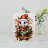 Kerstmis Muis 50 Folie Feestdagen Briefkaart (Staand Voorkant)