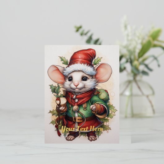Kerstmis Muis 50 Folie Feestdagen Briefkaart (Staand Voorkant)