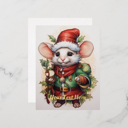 Kerstmis Muis 50 Folie Feestdagen Briefkaart (Voorkant / Achterkant)