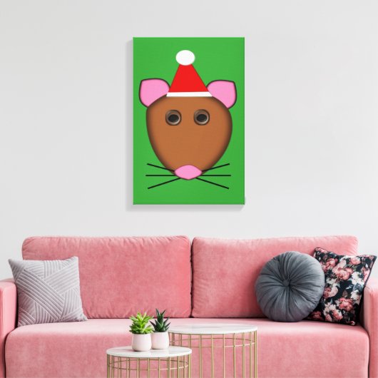 Kerstmis Muis Canvas Print (Insitu (Woonkamer))