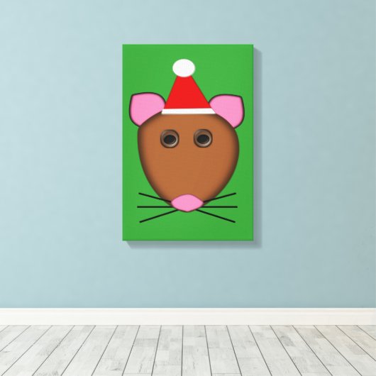 Kerstmis Muis Canvas Print (Insitu (Houten vloer))