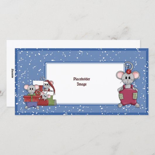 Kerstmis muis en geschenken feestdagenkaart (Voorkant / Achterkant)