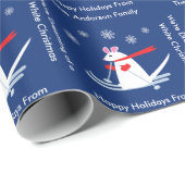 Kerstmis muis gaat skiën aangepaste teksten cadeaupapier (Rol Hoek)