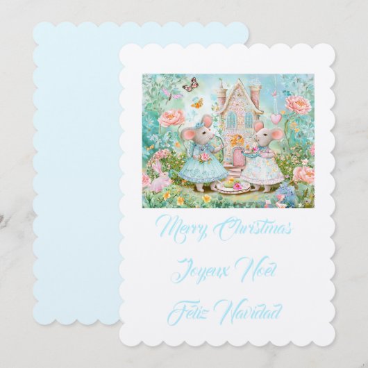 Kerstmis muis illustratie kaart (Voorkant / Achterkant)