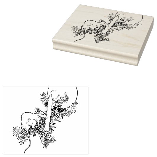 Kerstmis Muis kunst stempel (Gestempeld)