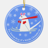 Kerstmis Muis op ski's aangepaste tekst Keramisch Ornament (Voorkant)