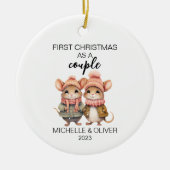 Kerstmis muis paar gepersonaliseerd keramisch ornament (Voorkant)