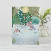 Kerstmis muis trimmen een boom feestdagenkaart (Staand voorkant)