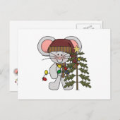 Kerstmis muis versieren boom feestdagenkaart (Voorkant / Achterkant)