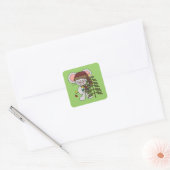 Kerstmis muis versieren boom vierkante sticker (Envelop)