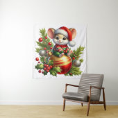 Kerstmis muis wandtapijt wandkleed (In situ)